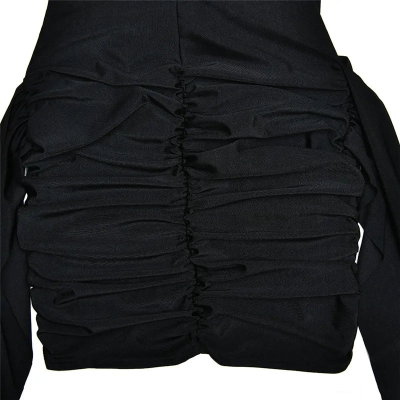 Mini Dress with Ruching and Ruffle Details - ANNA