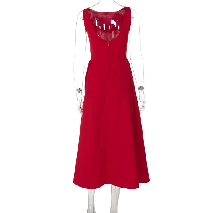 Midi open back dress in A-line cut - Heidi