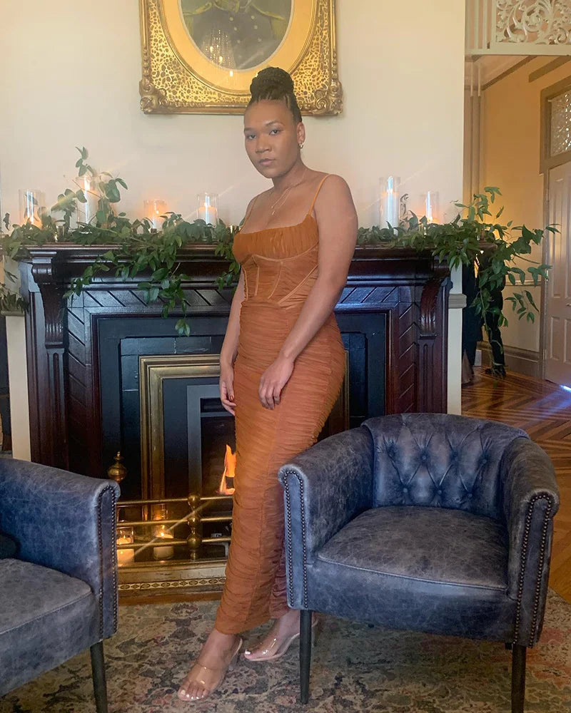 Fitted ruched maxi dress - Noya Lee