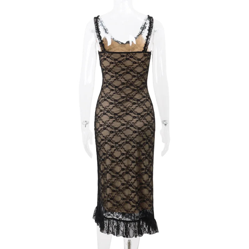 Midi Lace Dress with Bow Detail - Rachel