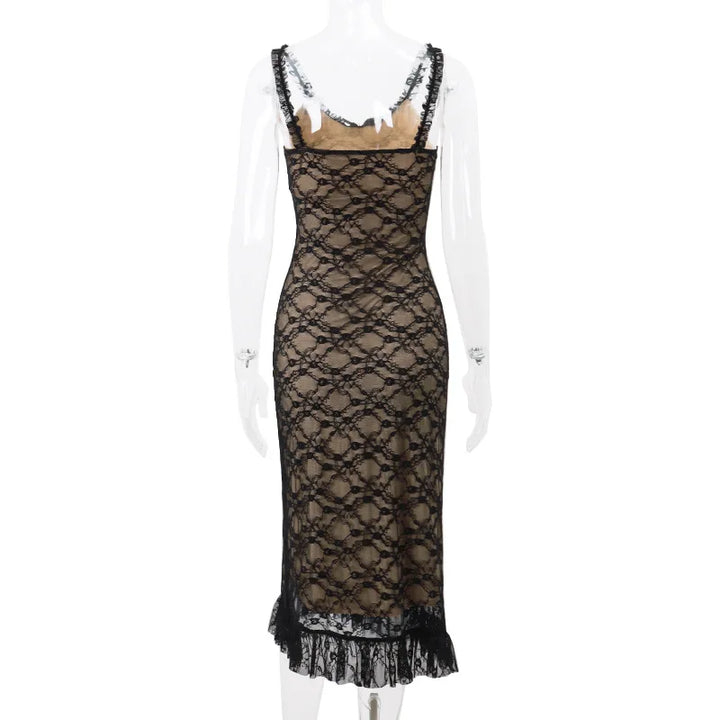 Midi Lace Dress with Bow Detail - Rachel