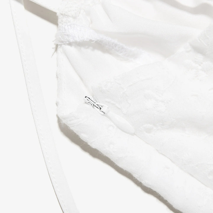 A-Line Mini Dress with Embroidery and Tie Straps - GAYA