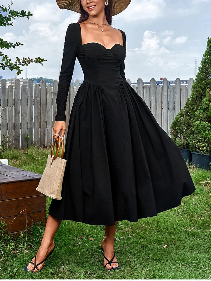 A-line Midi Dress with Rustic Design - Giuliana
