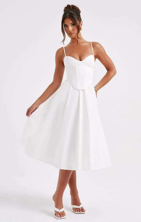 Midi Dress with A-Line and Classic Design - Nataly