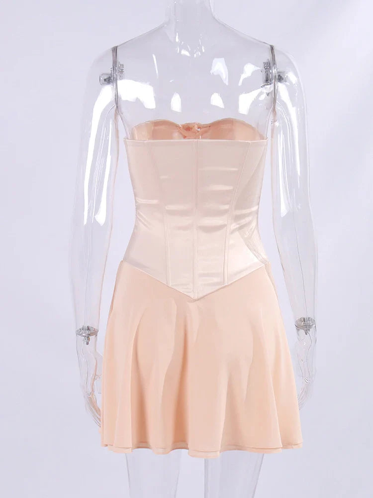 Mini strapless dress with satin corset design - Lilia