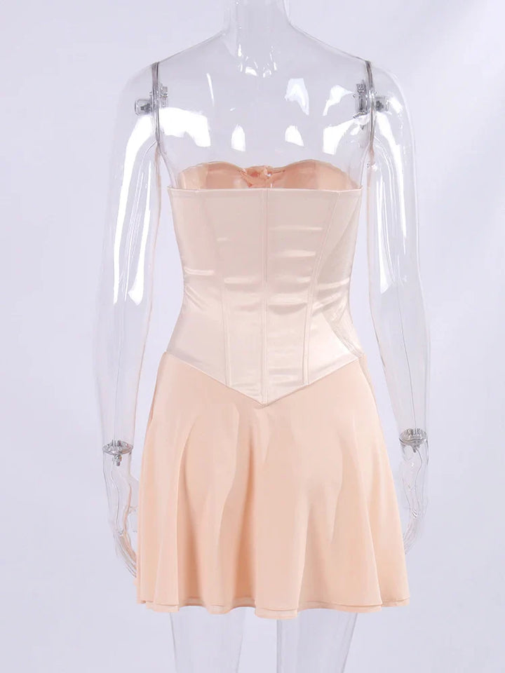 Mini strapless dress with satin corset design - Lilia