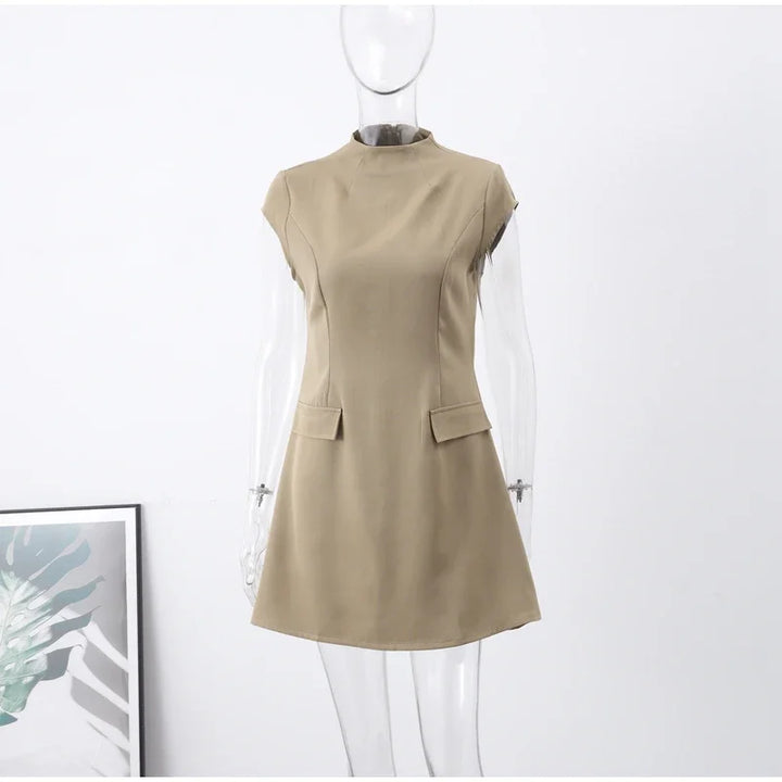 Tailored mini dress with hourglass silhouette and pocket decoration - Nils