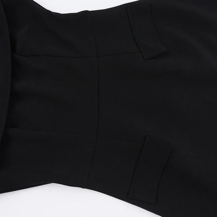 A-line off-shoulder mini dress with faux pocket design - Macy