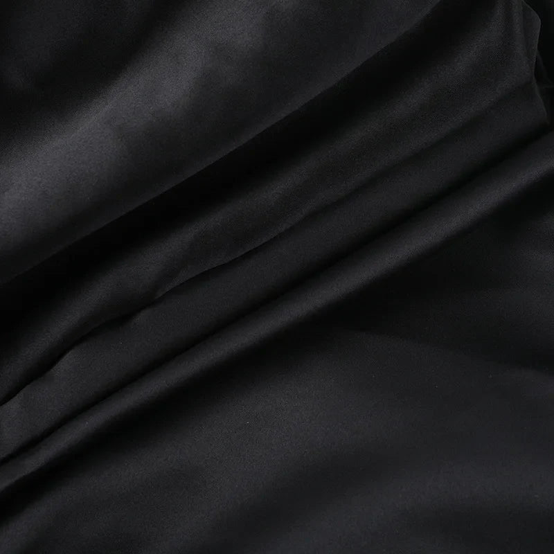 Balloon satin mini dress with mesh and half turtleneck design - Moran