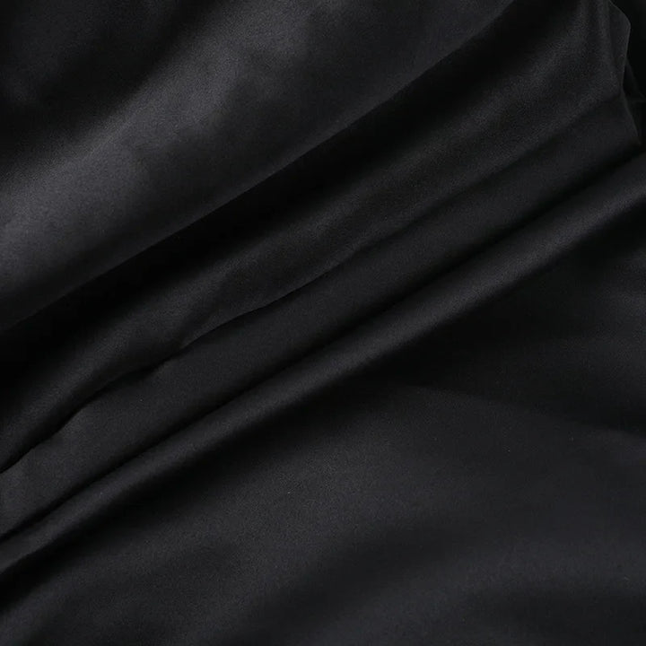 Balloon satin mini dress with mesh and half turtleneck design - Moran