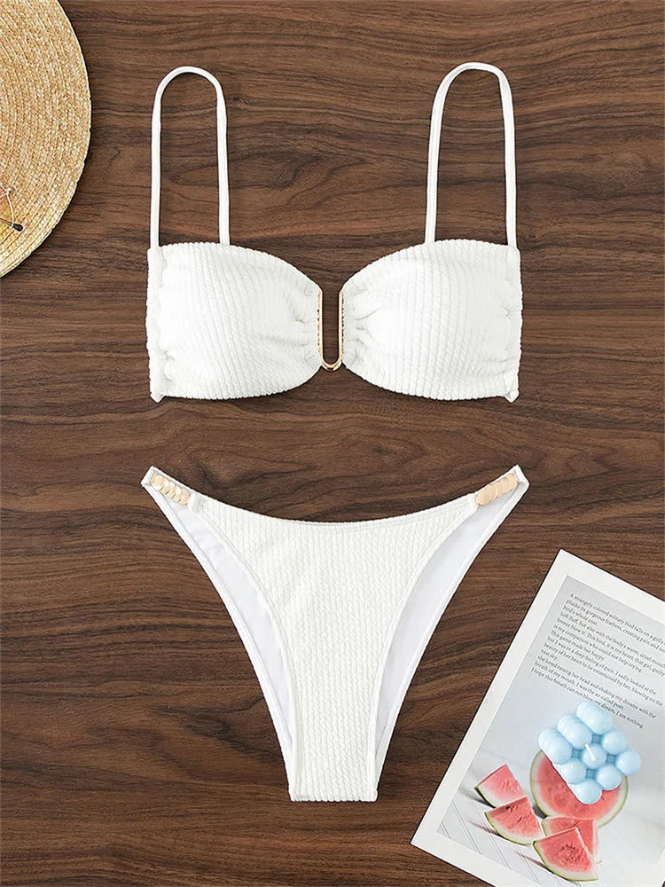 Bikini with gold buckle decoration - Maureen