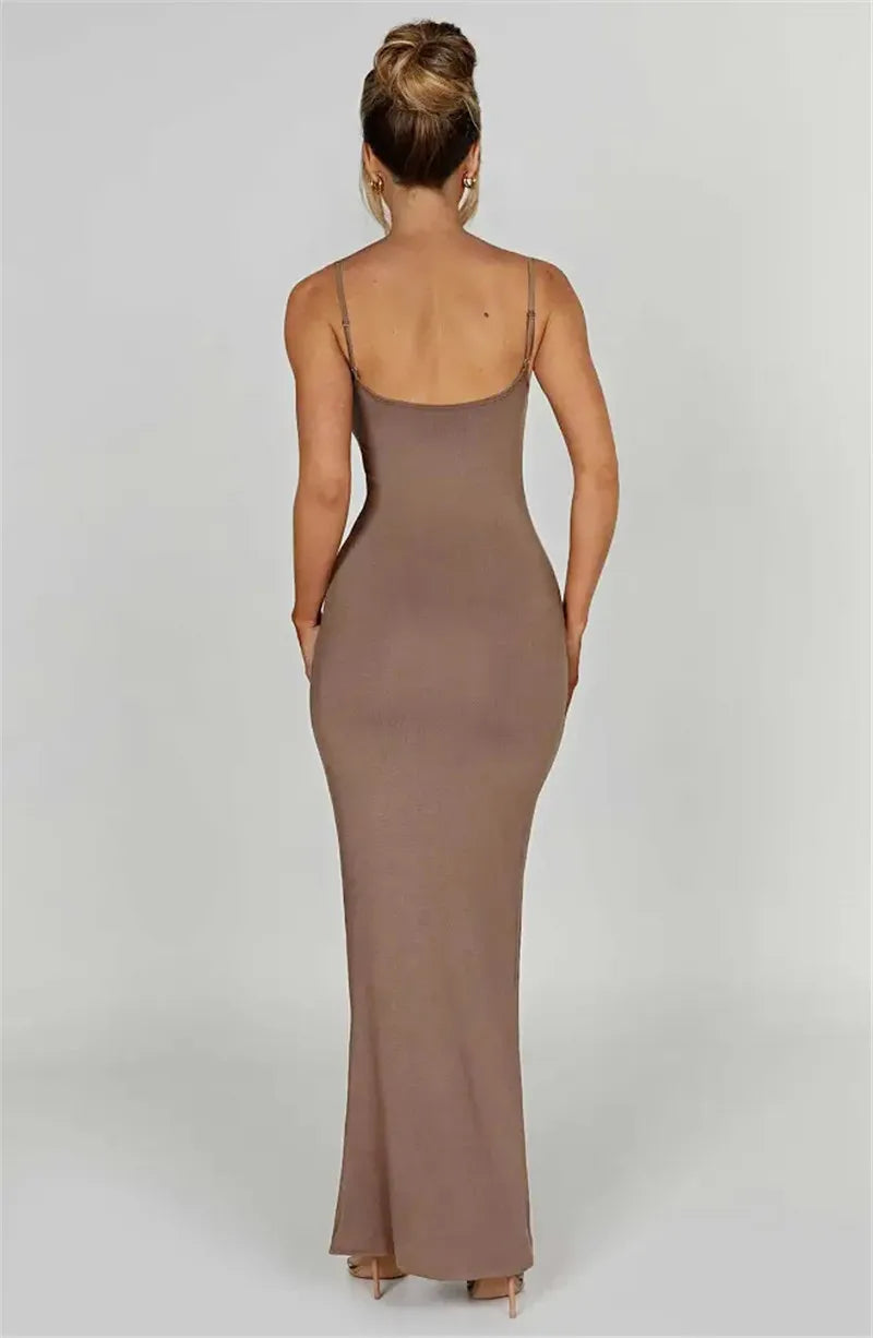 Fitted maxi dress with shaping fabric - Jordi
