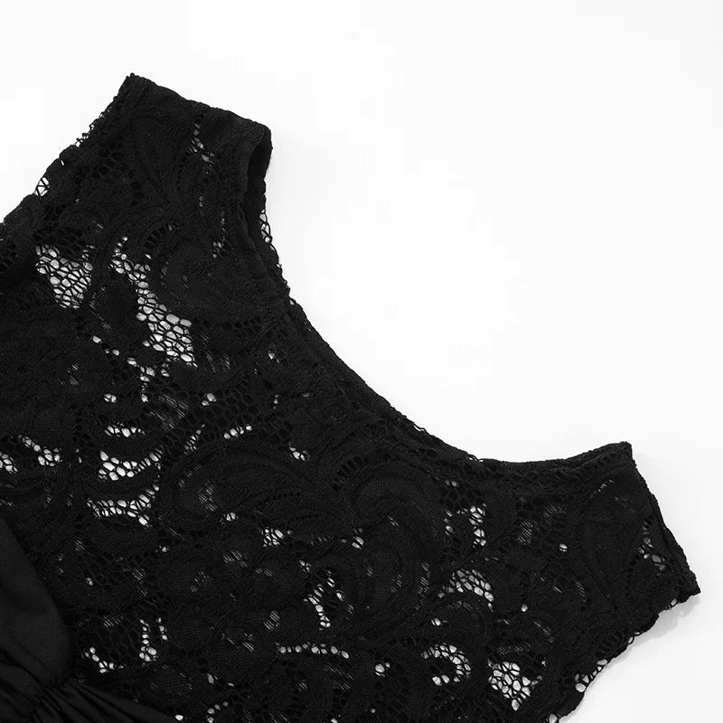 Lace mini dress decorated with trailing tie - Karin
