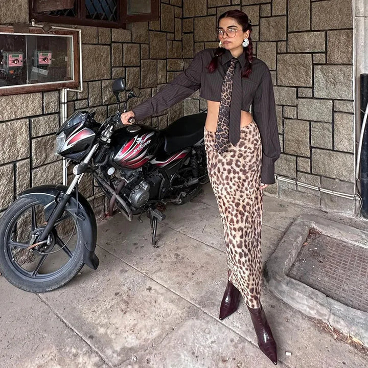 Leopard Print Chiffon Maxi Skirt - Ritz