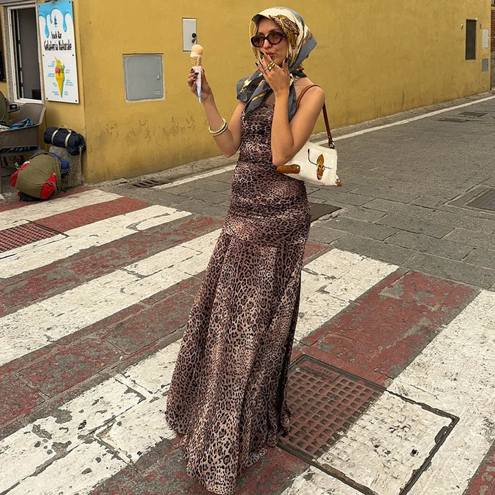 Strapless leopard print maxi dress - Frida