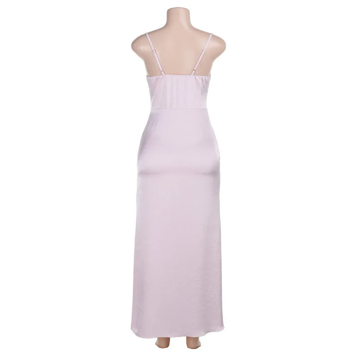 Maxi Satin Dress with Slit Detail - Linda