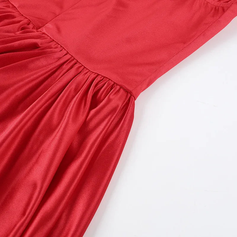 Balloon Cut Satin Mini Dress - Shandy