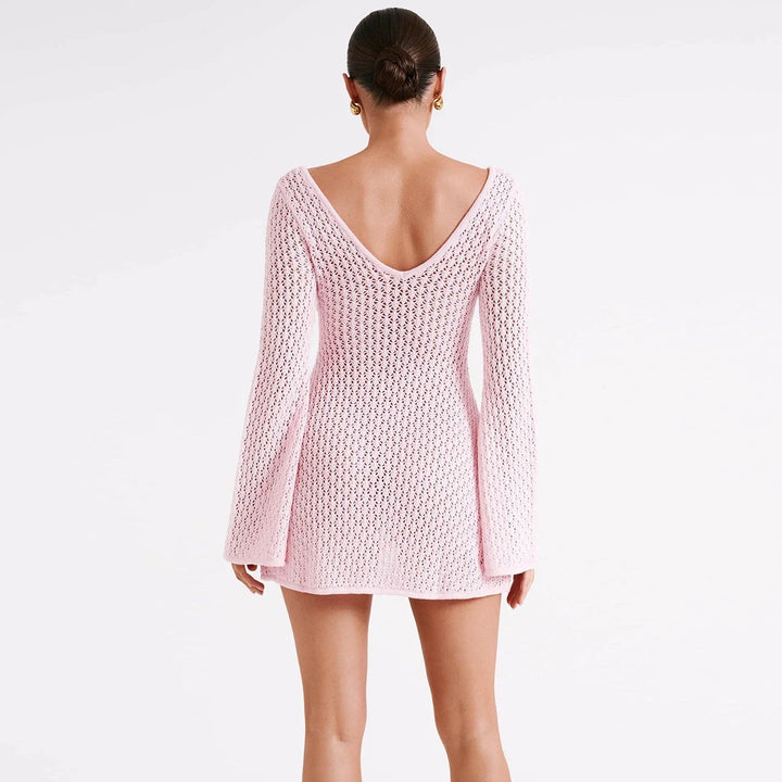 Mini beach mesh dress with pin decoration - Coralie