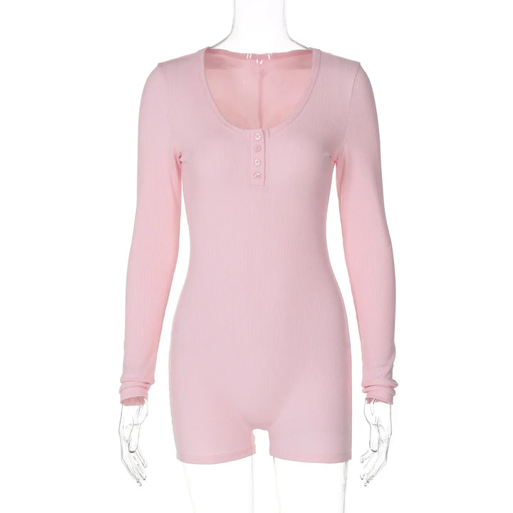 One-Piece Knitted Jumpsuit with Button Detail - Lauren