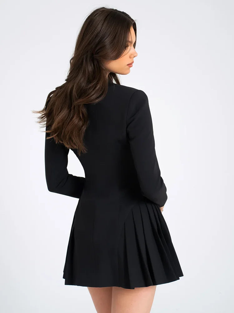 Tailored Mini Dress with Diamond Button Detail - EMMA