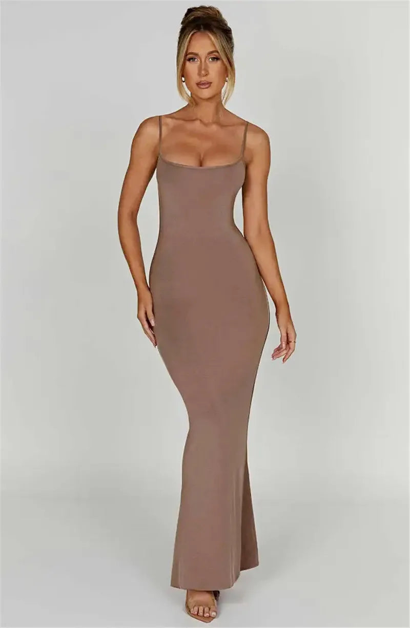 Fitted maxi dress with shaping fabric - Jordi