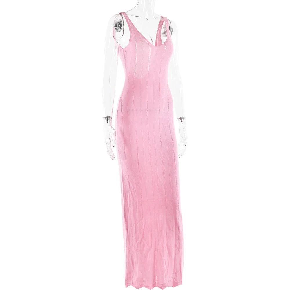 Knitted Maxi Dress with Open Back - Maliyah