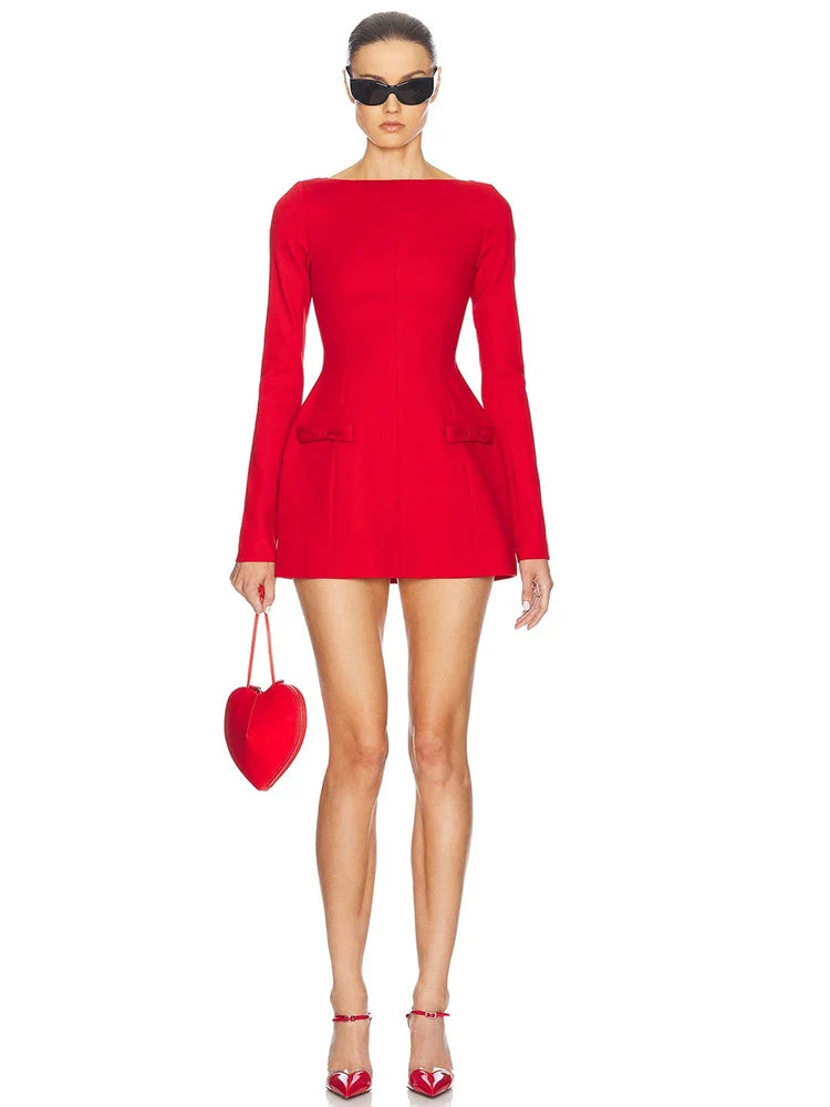 A-line mini dress with bow decoration - Alma