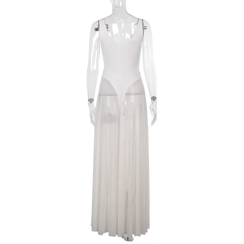 Chiffon Maxi Dress with Buckle Details on Straps - Maria