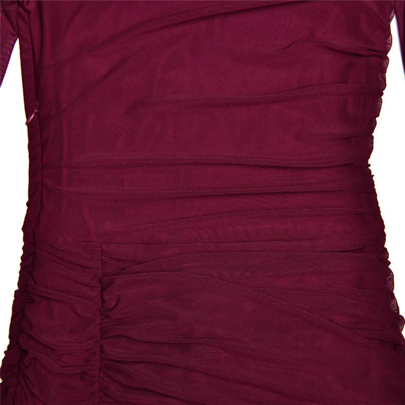 Mini pleated dress with turtleneck and chiffon bell sleeves - NARA