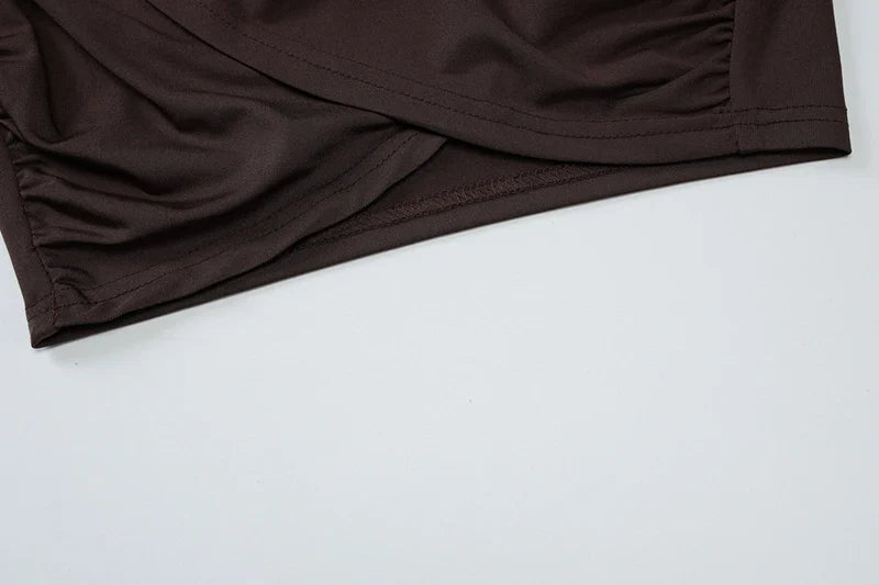 Two-piece set cross turtleneck top and maxi skirt with cross design at waist - Morena
