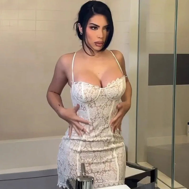 Lace Mini Dress - Chili