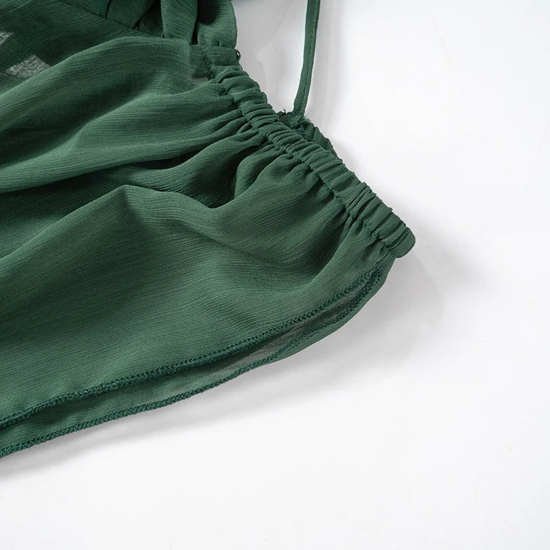 Mini Dress with Ruffle and Open Sleeves - Hallel