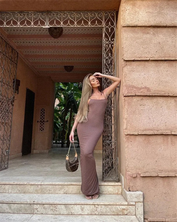 Fitted maxi dress with shaping fabric - Jordi