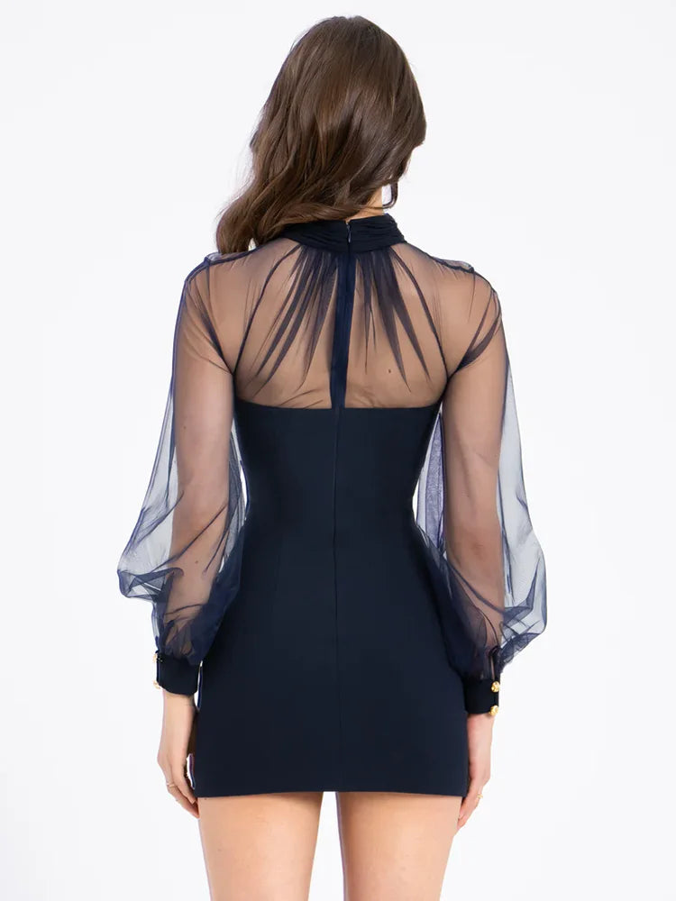 Fitted mini dress with tailored chiffon sleeves - Darwin