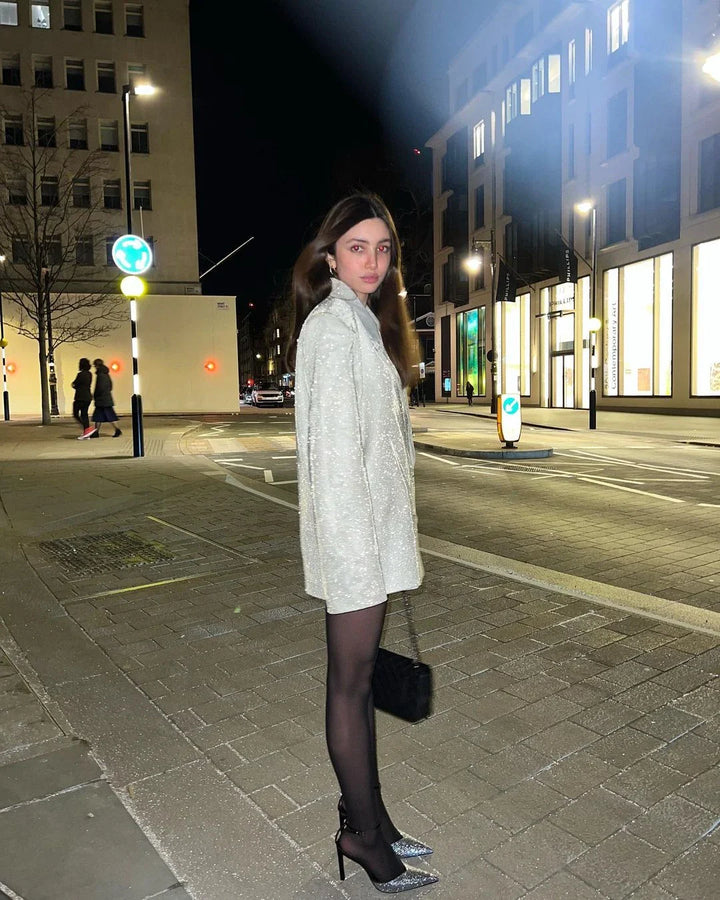Three-Piece Sequin Suit with Bra, Blazer, and Long High-Waisted Pants - Pasha