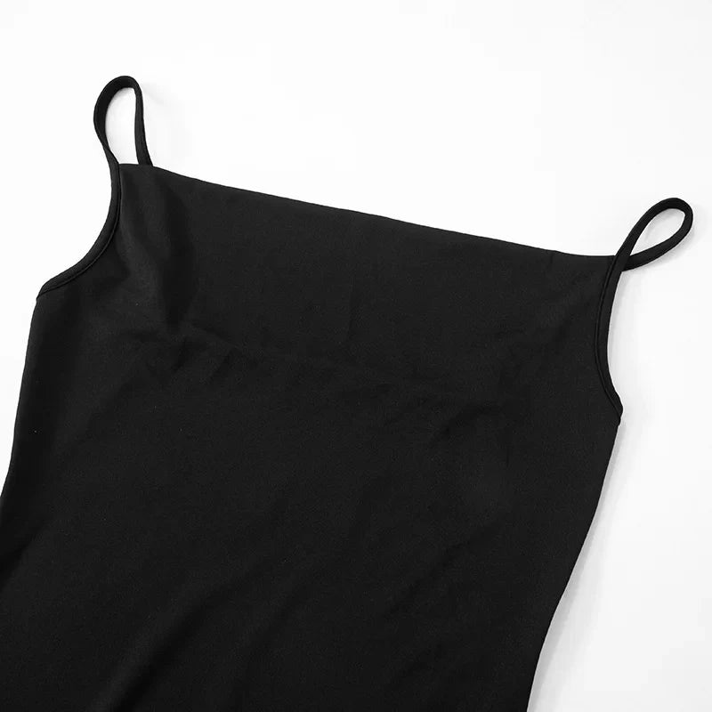 Ruffled Mini Dress with Spaghetti Strap Tie Detail - Selena