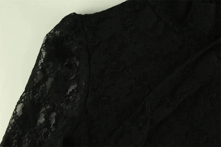 Velvet Golf Mini Dress with Lace Detail - Alaia