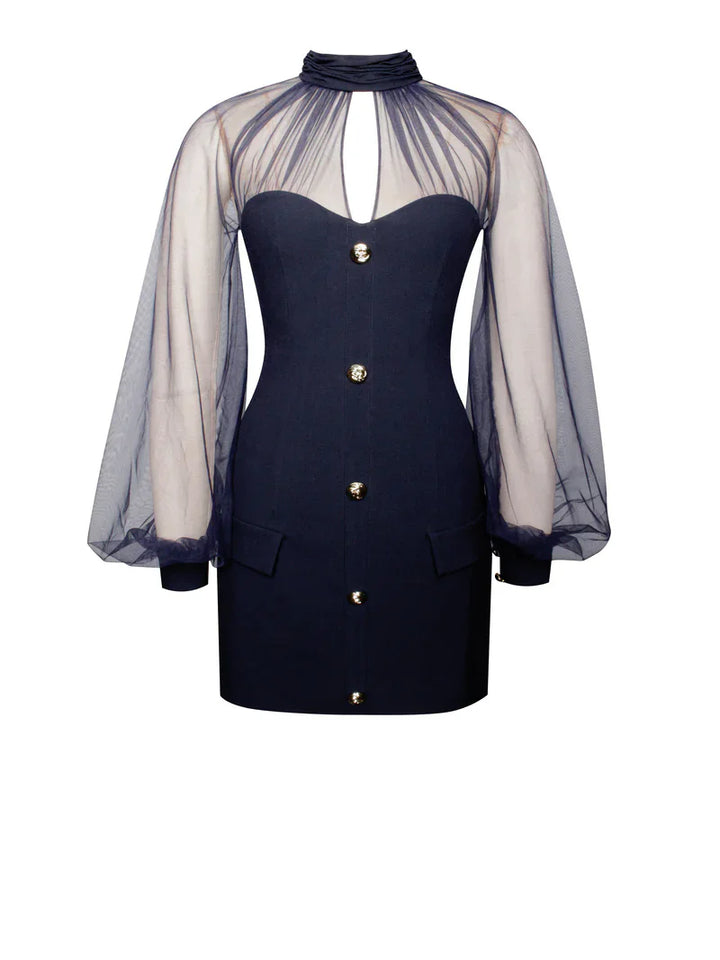 Fitted mini dress with tailored chiffon sleeves - Darwin