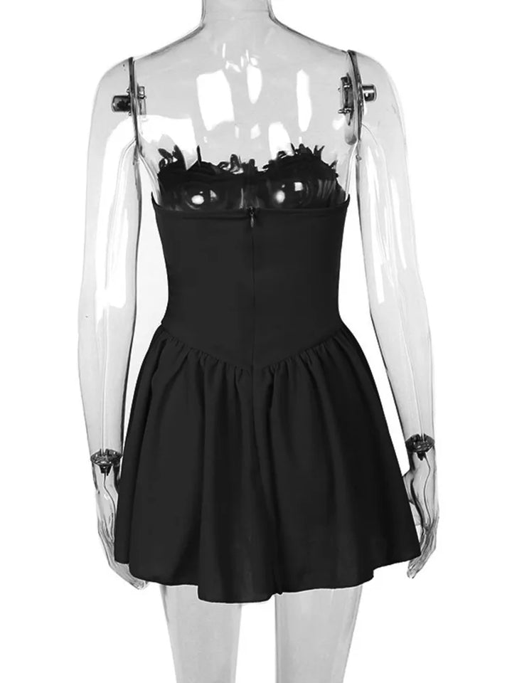 Strapless mini dress with floral embroidery - Linda