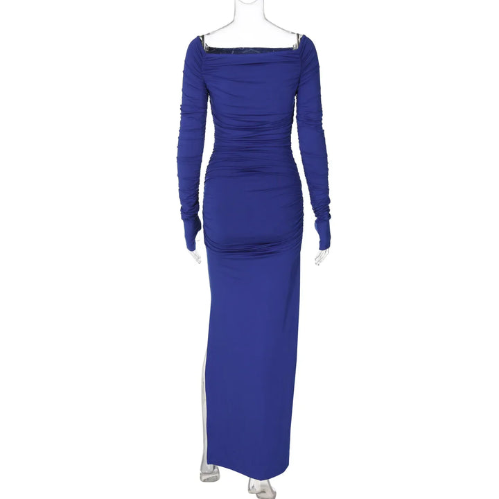 Maxi dress with ruching and slit decoration - MARINA