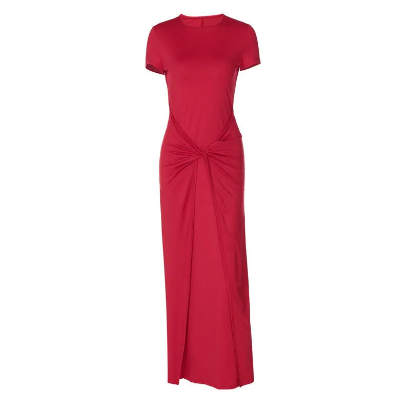 Maxi Dress with Ruching and Cross Design - Sheila