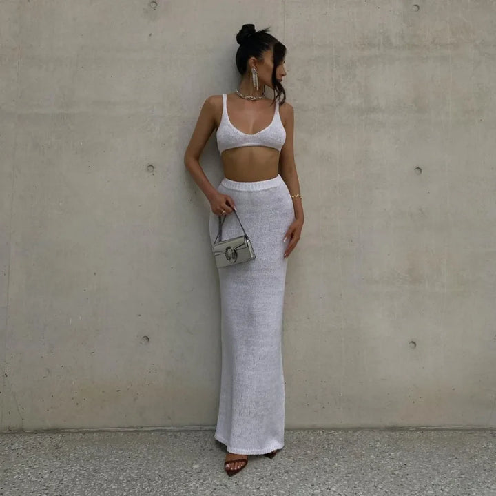 Two-Piece Knitted Set: Top and Maxi Skirt - Shelby