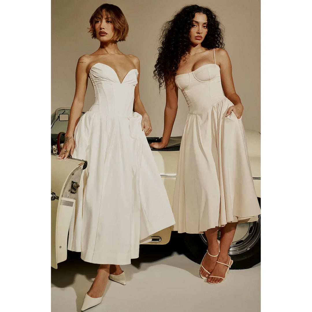 Strapless Midi Dress with Pockets - Fanny