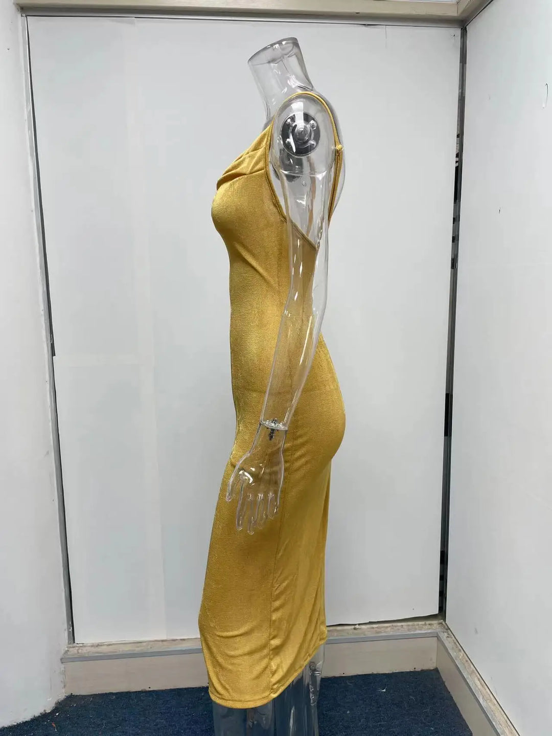 Summer midi knitted dress with slit decoration - Smile