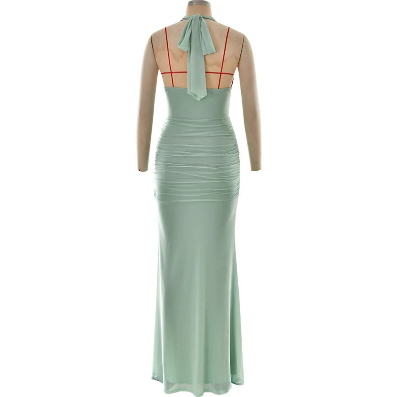 Maxi dress with a buckle design and open back - Tzahala