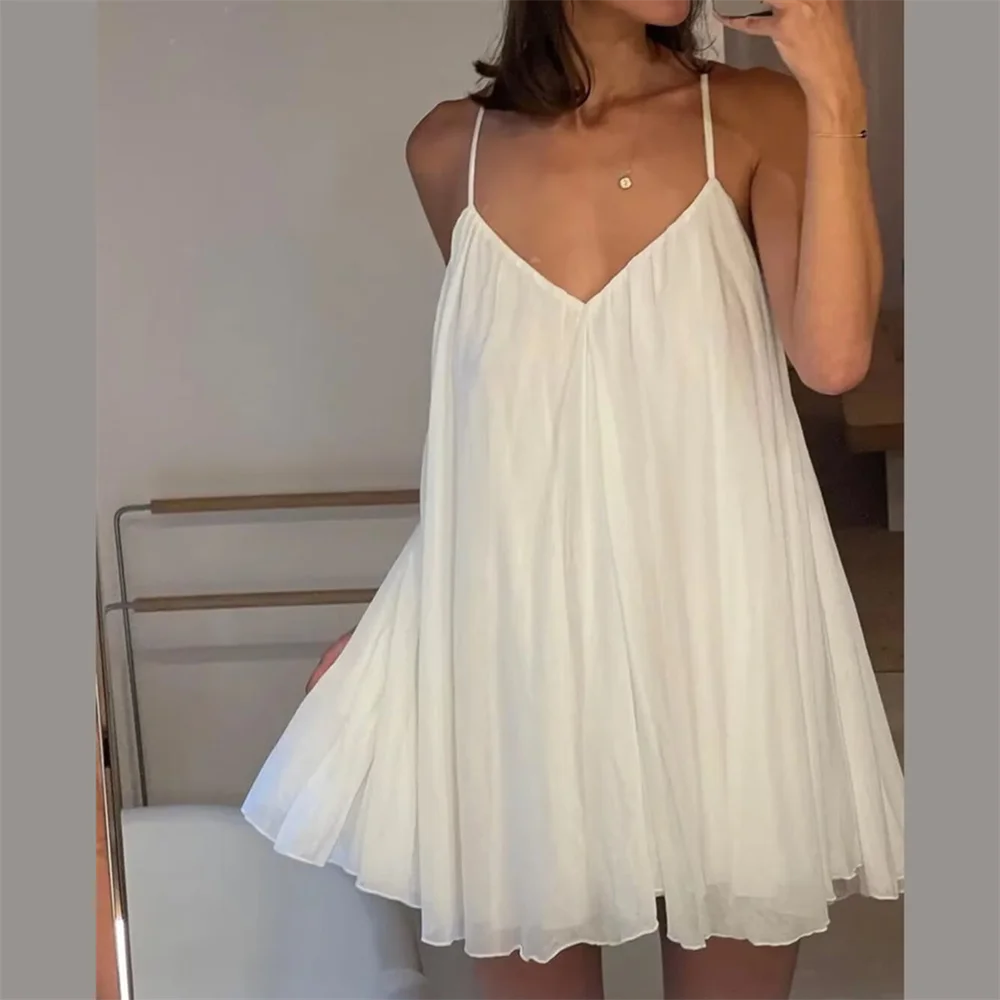 Ruffled Chiffon Mini Dress with Open Back - Penelope