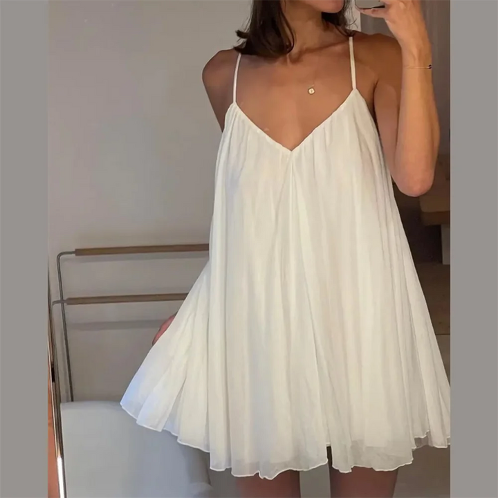 Ruffled Chiffon Mini Dress with Open Back - Penelope