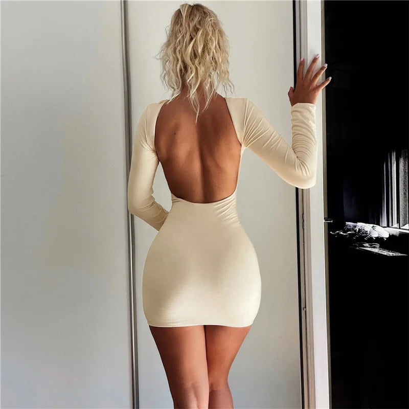Fitted mini dress with open back - Malika