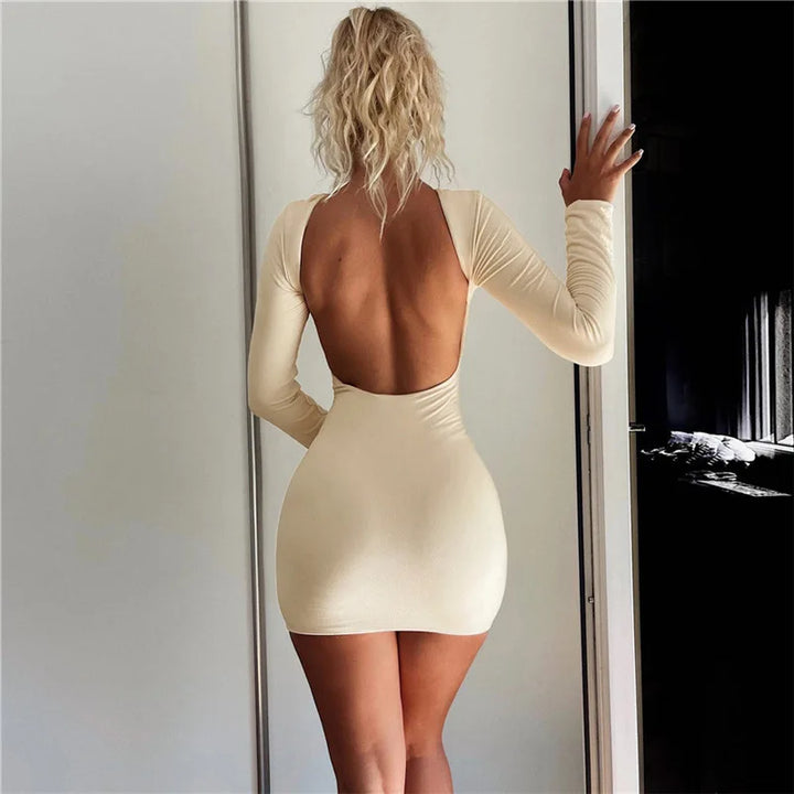 Fitted mini dress with open back - Malika