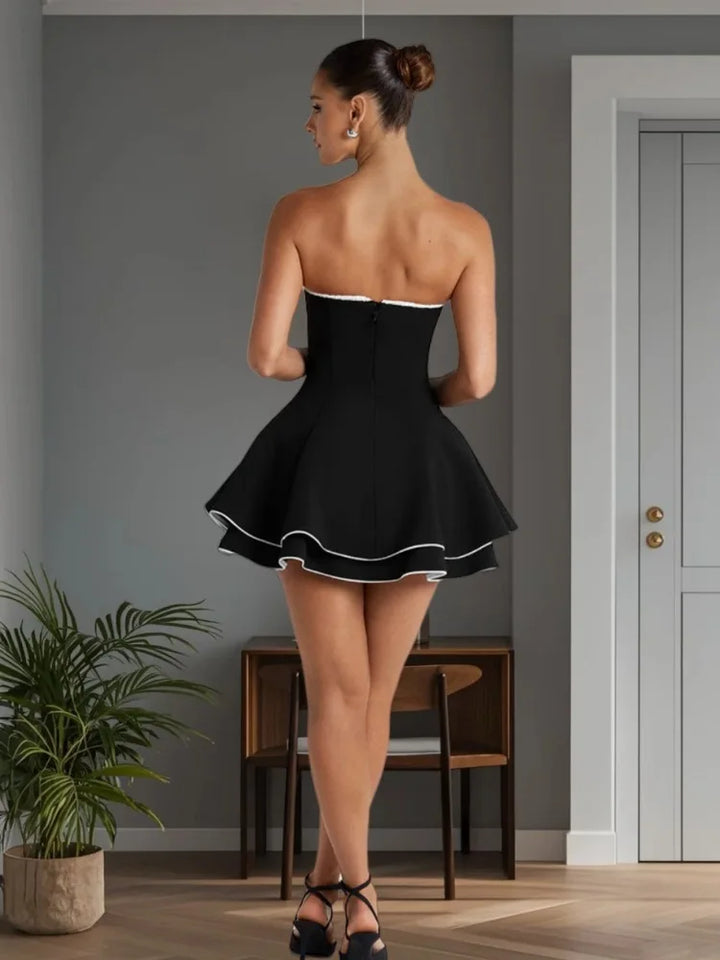 A-line Strapless Ruffled Mini Dress - Jolie